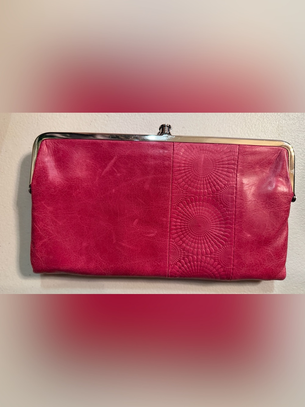 HOBO Pink Textured Leather Frame Clutch